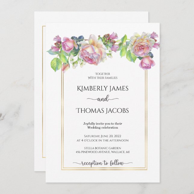 Blush-Rose-Einladung Einladung (Vorne/Hinten)