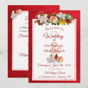 Blush Rose Einladung von Deep Red Floral Hochzeit