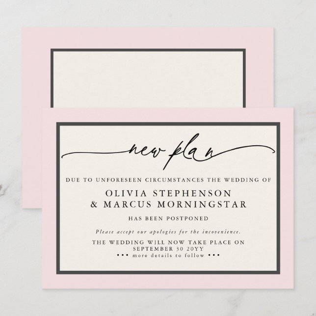 Blush Rose Elfenbeinküste - Neuer Plan Modernes, a Einladung (Vorne/Hinten)