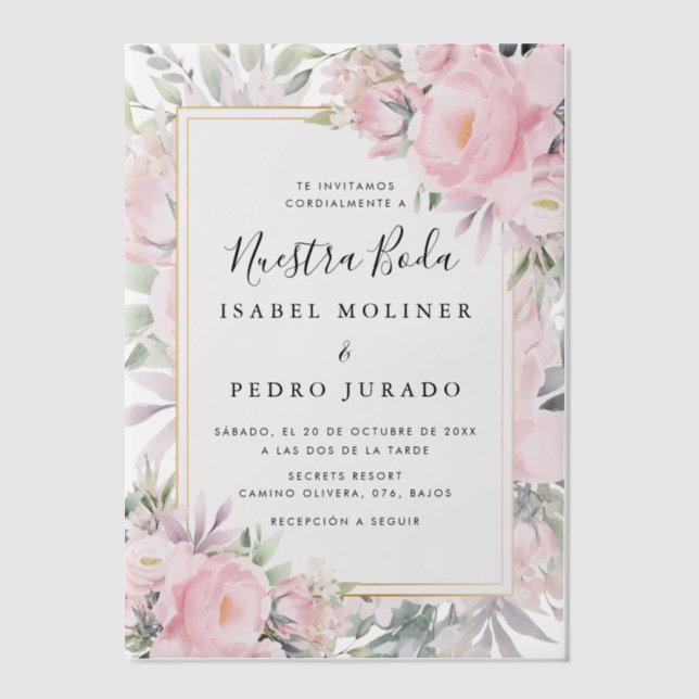 Blush Rose Floral Nuestra Boda Hochzeit (Vorderseite)