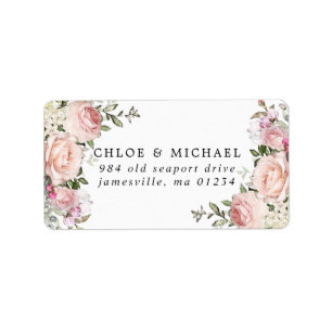 Blush rose Floral Russe Mariage Étiquette de messa