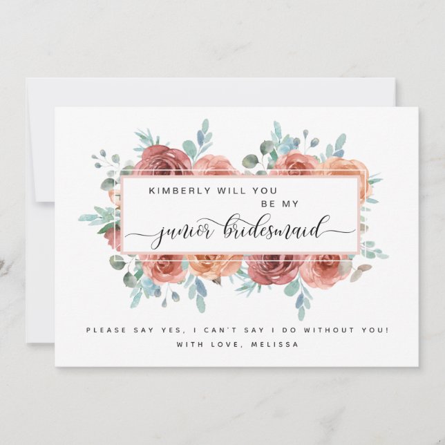 Blush Rose Floral Soyez Ma Carte Jeune Femme D'Acc (Devant)