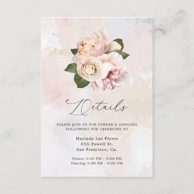 Blush Rose Floral Sweet 16 Détails Carte de boîtie (Devant)