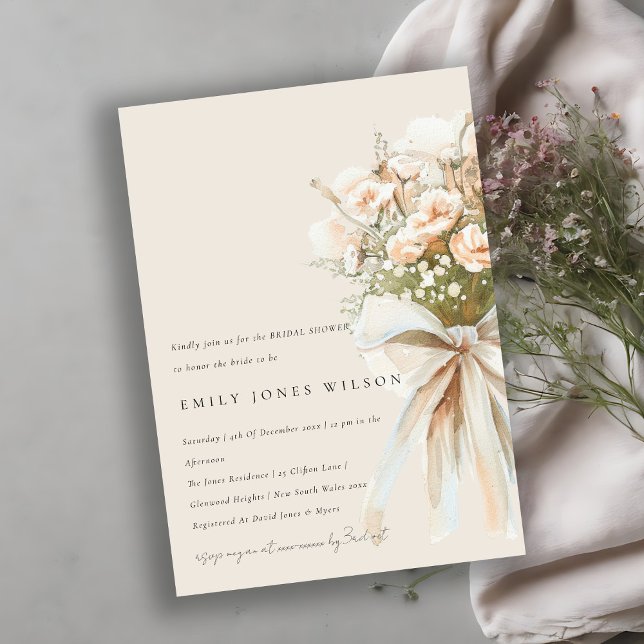 Blush Rose Floral Wedding Bouquet Brautparty Einladung (Von Creator hochgeladen)