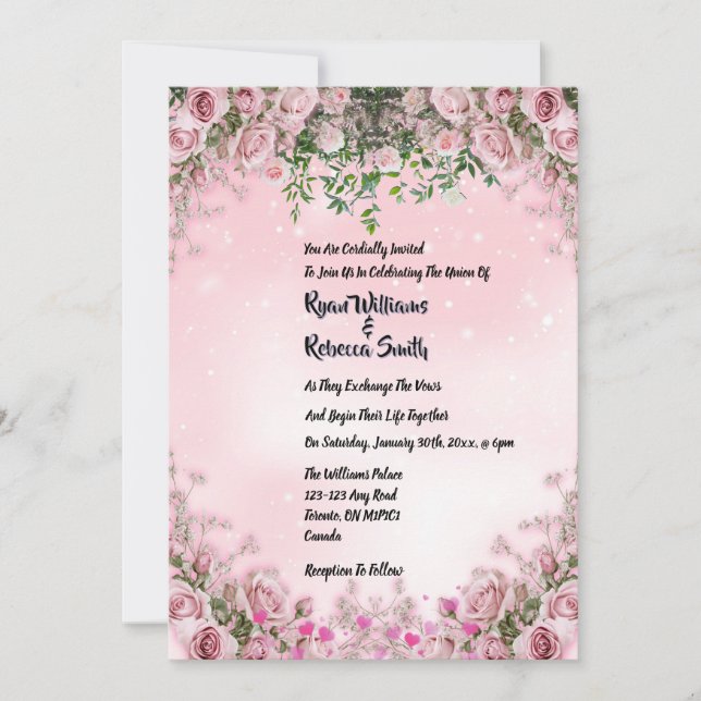 - Blush Rose Floral Wedding Invitation (Devant)