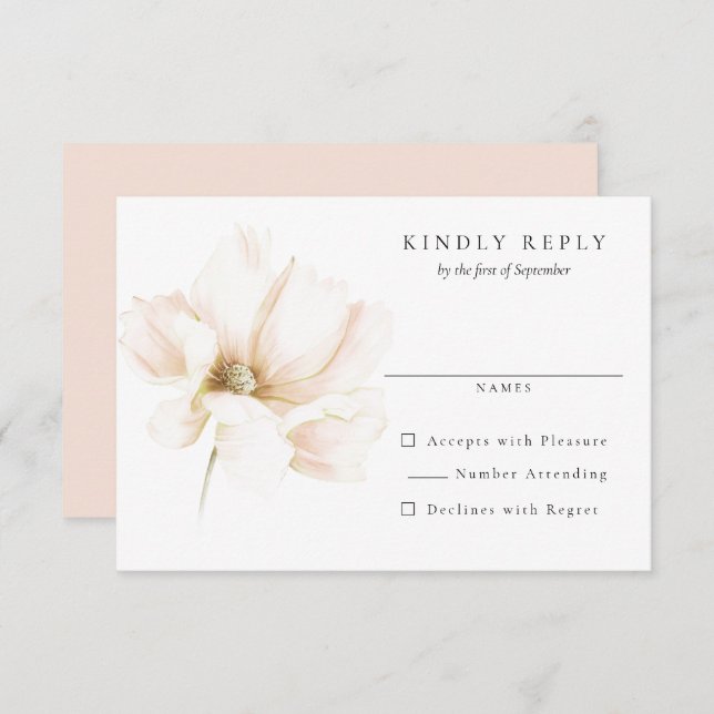 Blush Rose Flower Wedding Réponse RSVP (Devant / Derrière)