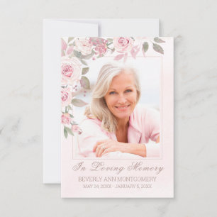 Blush Rose Foto Beerdigung Gedenkkarte Einladung