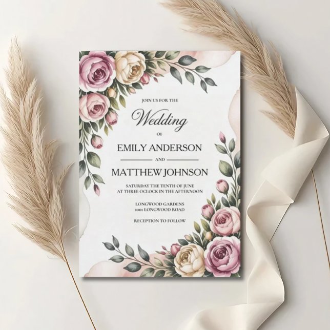Blush & Rose Garden Floral Wedding Invitation (Créateur téléchargé)