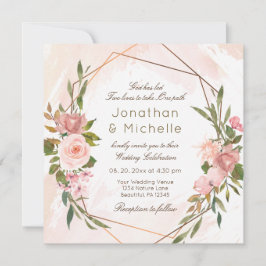 Blush Rose Geometrischer Rahmen Christliche Hochze Einladung
