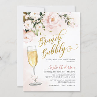 Blush Rose Glitzer Brunch und Bubbly Einladung