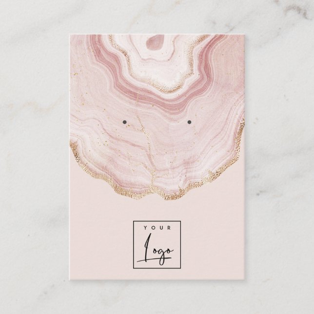 Blush Rose Gold Agate Marble Logo-Vorführung Visitenkarte (Vorderseite)
