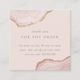 Blush Rose Gold Agate Vielen Dank für Ihre Bestell Quadratische Visitenkarte
