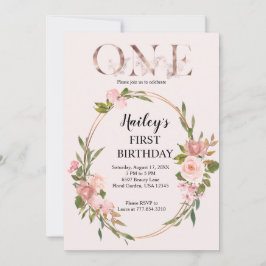 Blush & Rose Gold Blumenzwiebeln Erstgeburt Einladung