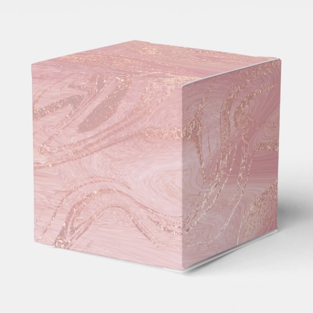 Blush Rose Gold Blush Pink Marmor Gefallen Geschen Geschenkschachtel (Rückseite)