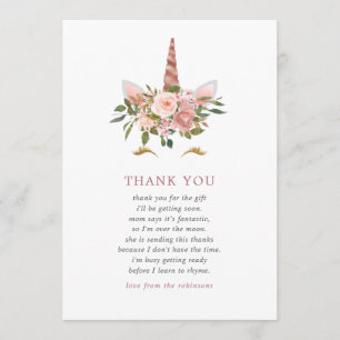 Blush & Rose Gold Einhorn Baby Shower Danke