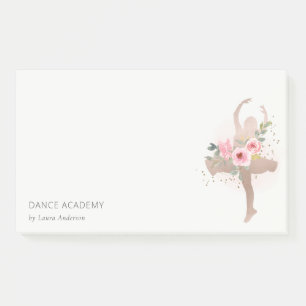 Blush Rose Gold Floral Dancer Academy Logo Post-it Klebezettel