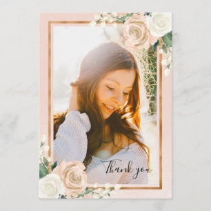 Blush & Rose Gold Floral Graduation Merci