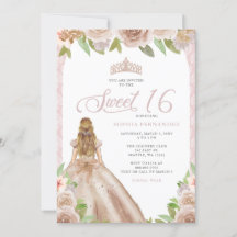 Blush Rose Gold Floral Prinzessin Tiara Sweet 16