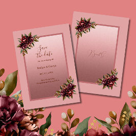 Blush Rose Gold Floral wedding Save the Date Einladung