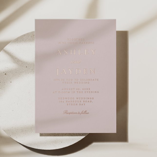 Blush & Rose Gold Foil Moderne Hochzeit Folieneinladung (Von Creator hochgeladen)