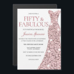 Blush & Rose Gold Fünfzig & Fabulous 50. Geburtsta Magneteinladung<br><div class="desc">Blush & Rose Gold 50 & Fabulous 50. Geburtstag Magnetic Invitation Siehe Matching Kollektion in Niche und Nest Store</div>