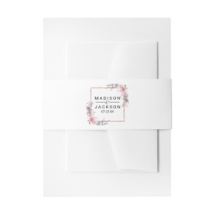 Blush & Rose Gold Gerahmte blumengeschmückte Hochz Einladungsbanderole