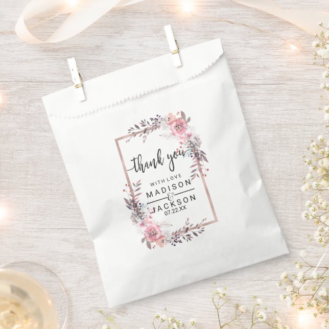 Blush & Rose Gold Gerahmte Blumenhochzeit Vielen D Geschenktütchen (Ausgeschnitten)