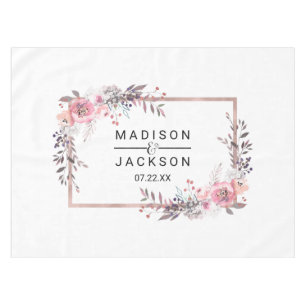 Blush & Rose Gold Gerahmte Blumenzange Tischdecke