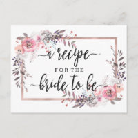 Blush & Rose Gold Gerahmtes Brautparty Rezept Kart