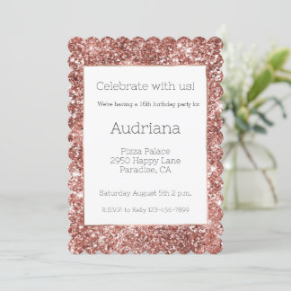 Blush Rose Gold Glitzer Glitz 16. Geburtstag Einladung