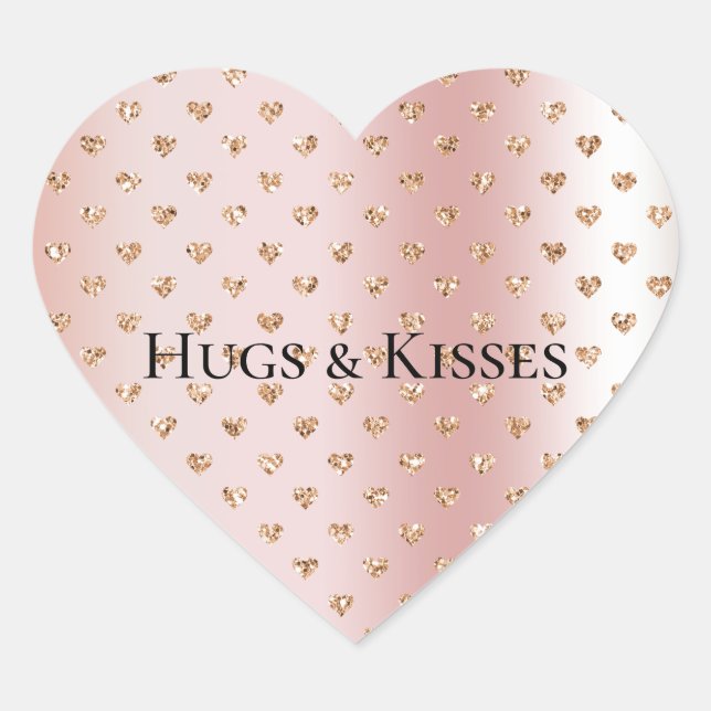 Blush Rose Gold Glitzer Herz Herz-Aufkleber (Vorderseite)