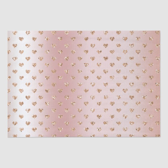 Blush Rose Gold Glitzer Herz Seidenpapier (Vorderseite)