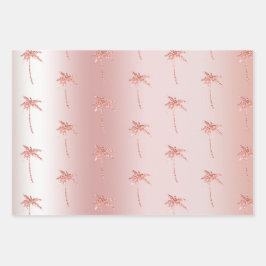 Blush Rose Gold Glitzer Palmen Geschenkpapier Set