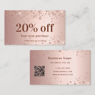 Blush Rose Gold Glitzer Staub qr Geschäftsbereich Rabattkarte