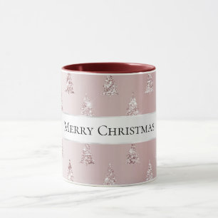 Blush Rose Gold Glitzer Weihnachtsbäume Tasse
