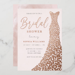 Blush & Rose Gold Gown Brautparty Folieneinladung