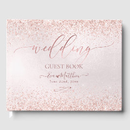 Blush Rose Gold Imitats Glitzer Hochzeit Gästebuch