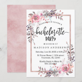 Blush & Rose Gold Junggeselinnen-Abschied Einladun Einladung