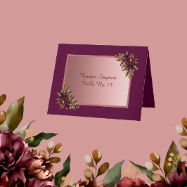 Blush Rose Gold - purple Floral Wedding Guest Card Dankeskarte