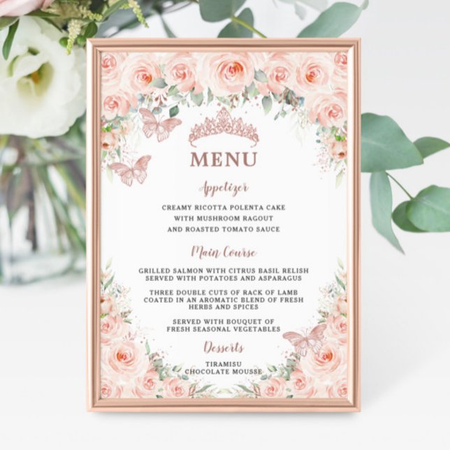 Blush Rose Gold Quinceanera Geburtstagskarte Poster (Von Creator hochgeladen)