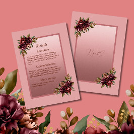 Blush Rose Gold Script - Burgundy floral wedding Begleitkarte