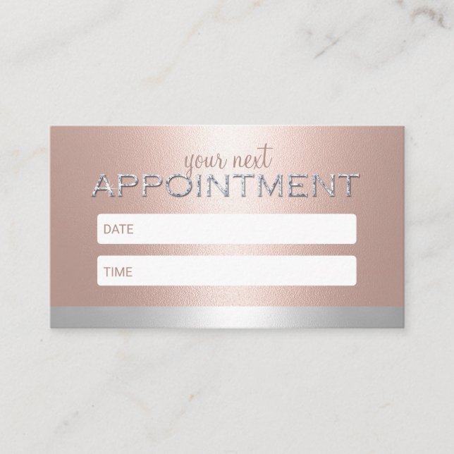 Blush Rose Gold & Silver Salon Wellness-Center Ern Terminkarte (Vorderseite)