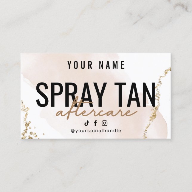 Blush Rose Gold SPRAY TAN Aftercare Card Visitenkarte (Vorderseite)