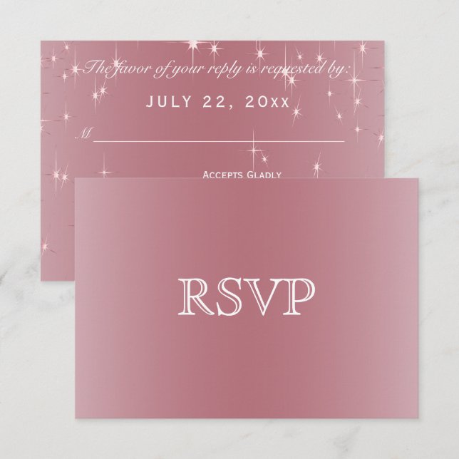 Blush Rose Gold Star Lights - UAWG RSVP Karte (Vorne/Hinten)