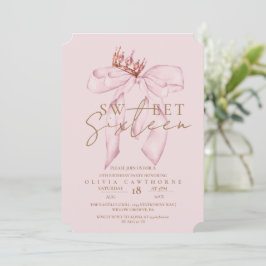 Blush Rose & Gold Sweet 16 Bow Geburtstag Einladung