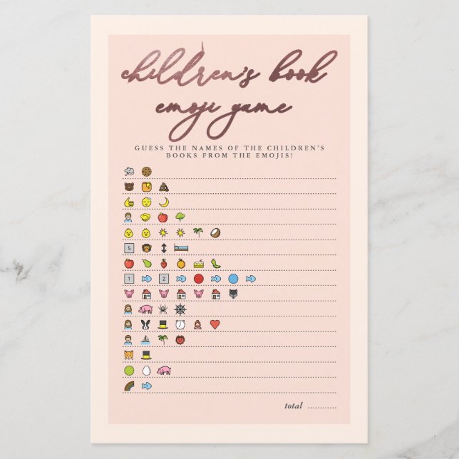 Blush Rose Gold Typografie Emoji Game Baby Dusche (Vorderseite)