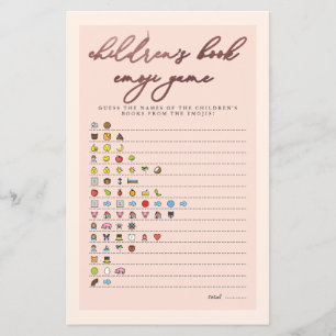 Blush Rose Gold Typografie Emoji Game Baby Dusche