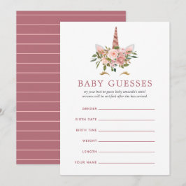 Blush & Rose Gold Unicorn Baby Shower Raten Einladung