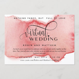 Blush Rose Gold Wasserfarbe, Online Virtual Weddin Einladung