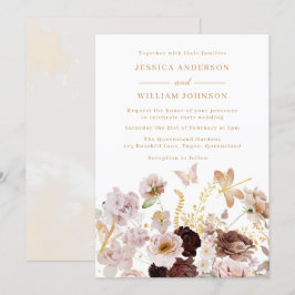 Blush & Rose Goldenen Blütenpferde Hochzeit Einladung